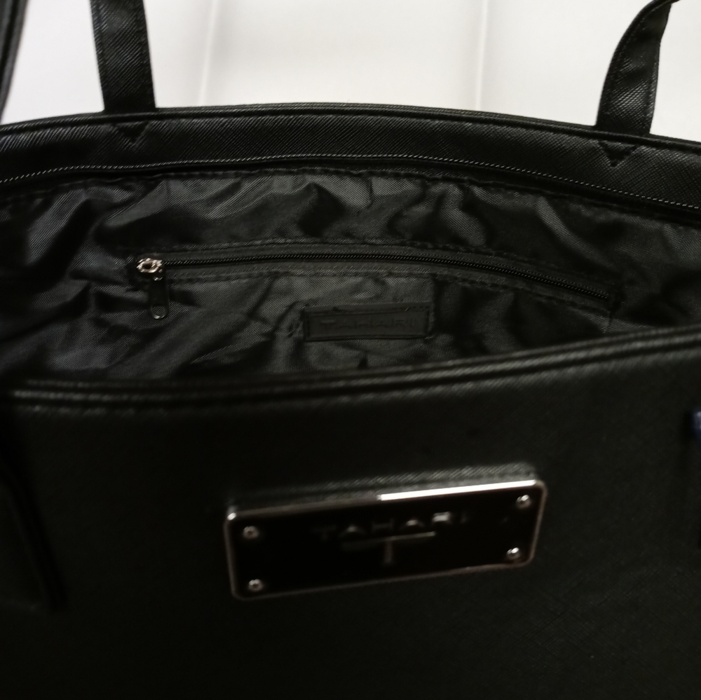 Tahari Black Tote Bag Vegan Leather NWT - Picture 4 of 6